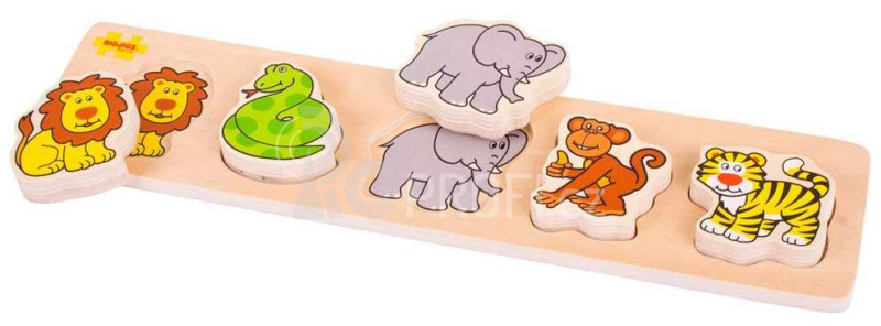 Bigjigs Baby Dřevěné vkládací puzzle safari