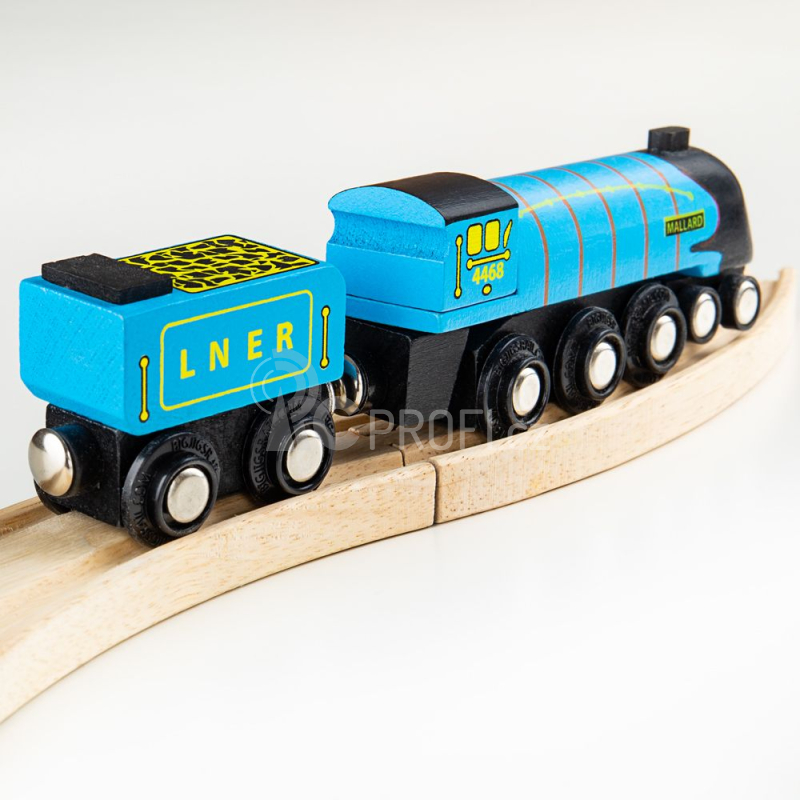 Bigjigs Rail Dřevěná replika lokomotivy Mallard + 3 koleje