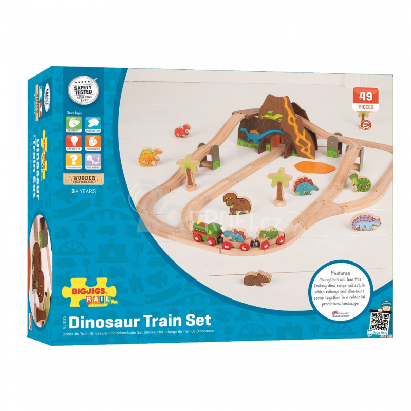 Bigjigs Rail Dřevěná vláčkodráha dinosauři