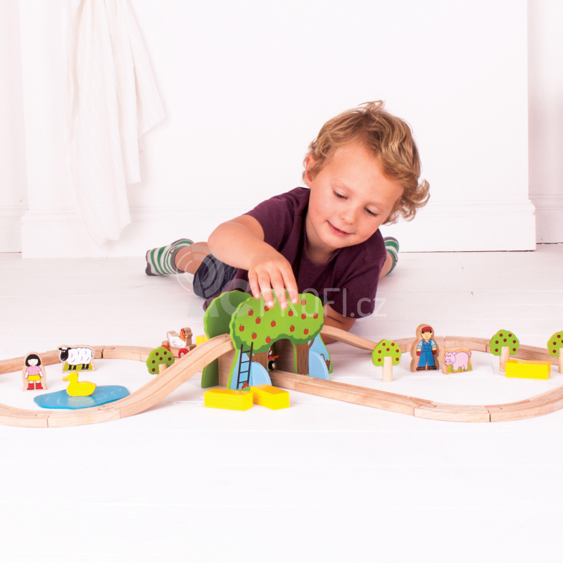 Bigjigs Rail Dřevěná vláčkodráha farma