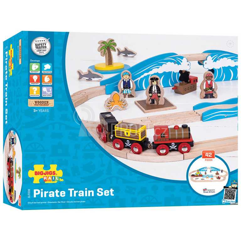 Bigjigs Rail Dřevěná vláčkodráha piráti