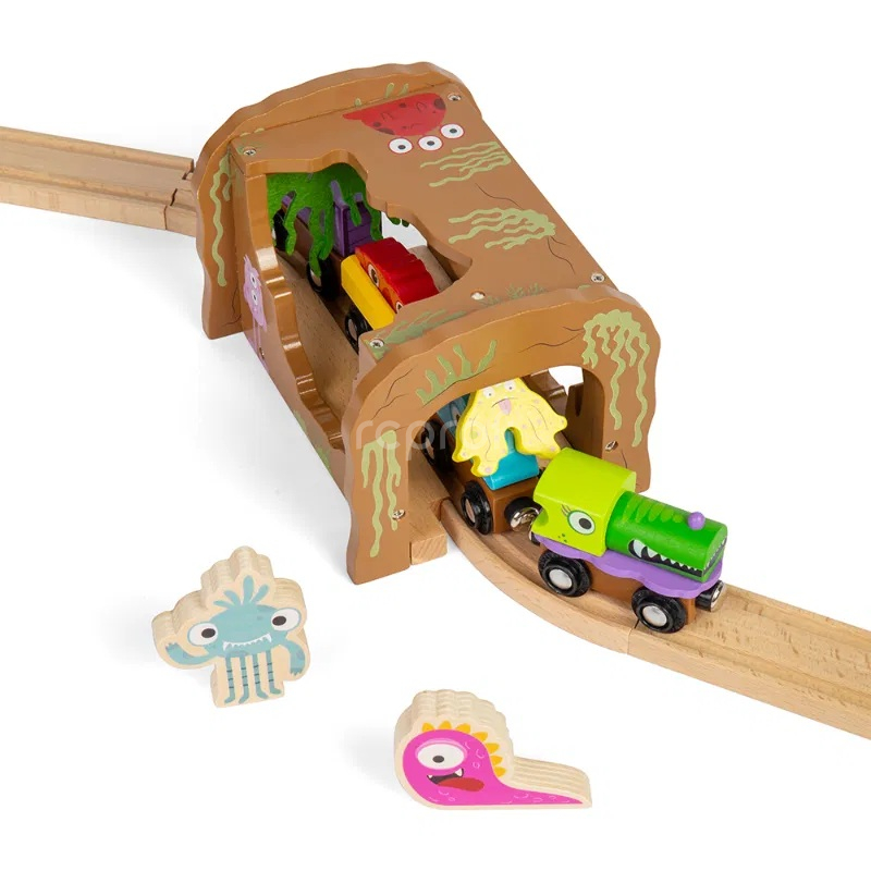 Bigjigs Rail Dřevěný tunel Příšerky