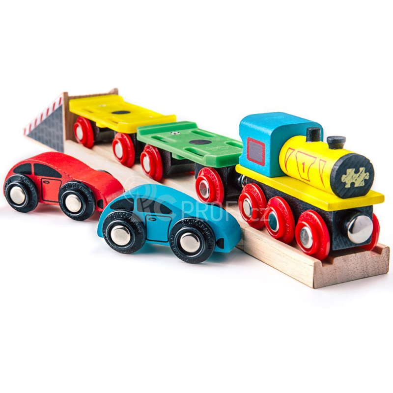 Bigjigs Rail Nákladní vlak s auty a kolejemi - poškozený obal