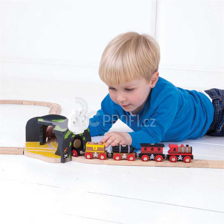 Bigjigs Rail Tunel s výhybkou jeskyně lebka