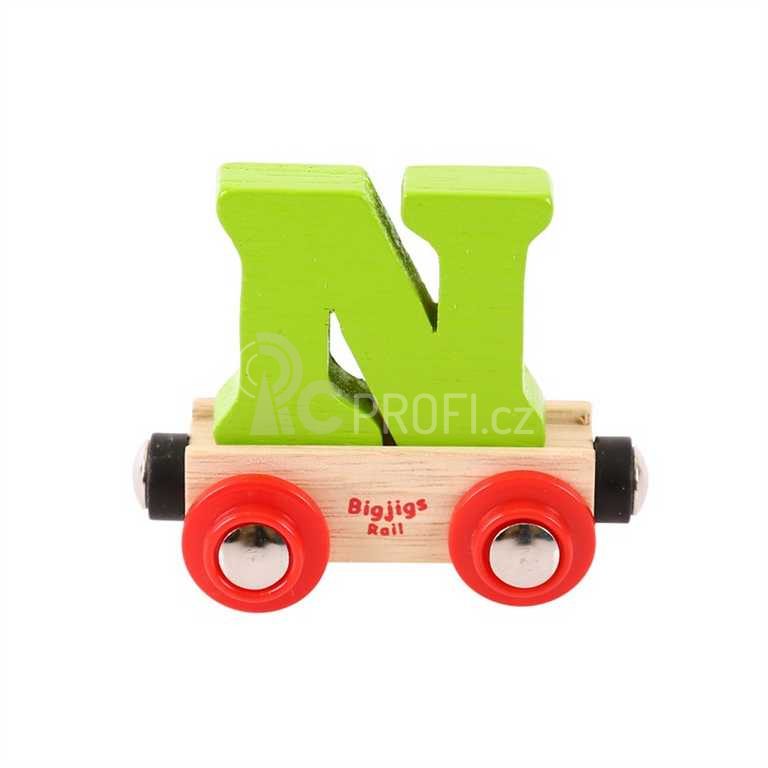 Bigjigs Rail Vagónek dřevěné vláčkodráhy - Písmeno N