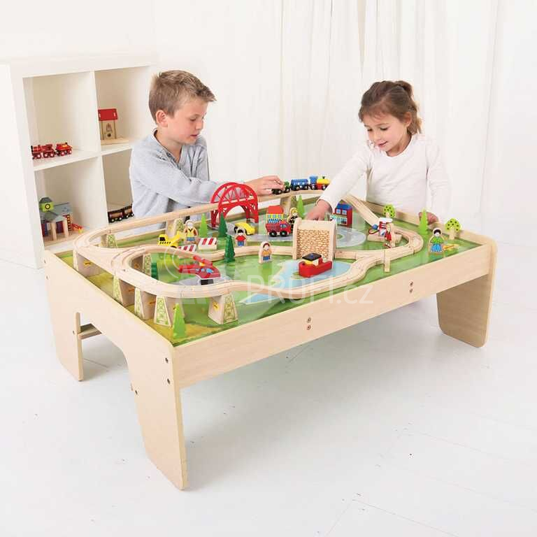 Bigjigs Rail Vláčkodráha Services a stůl - poškozený obal