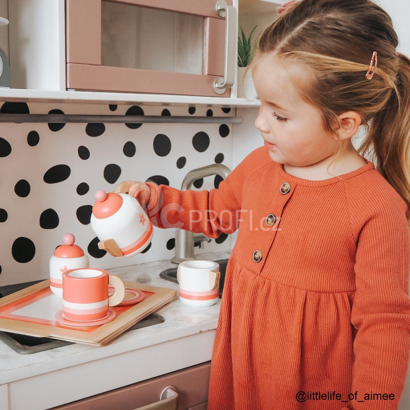 Bigjigs Toys Dřevěná čajová sada růžová