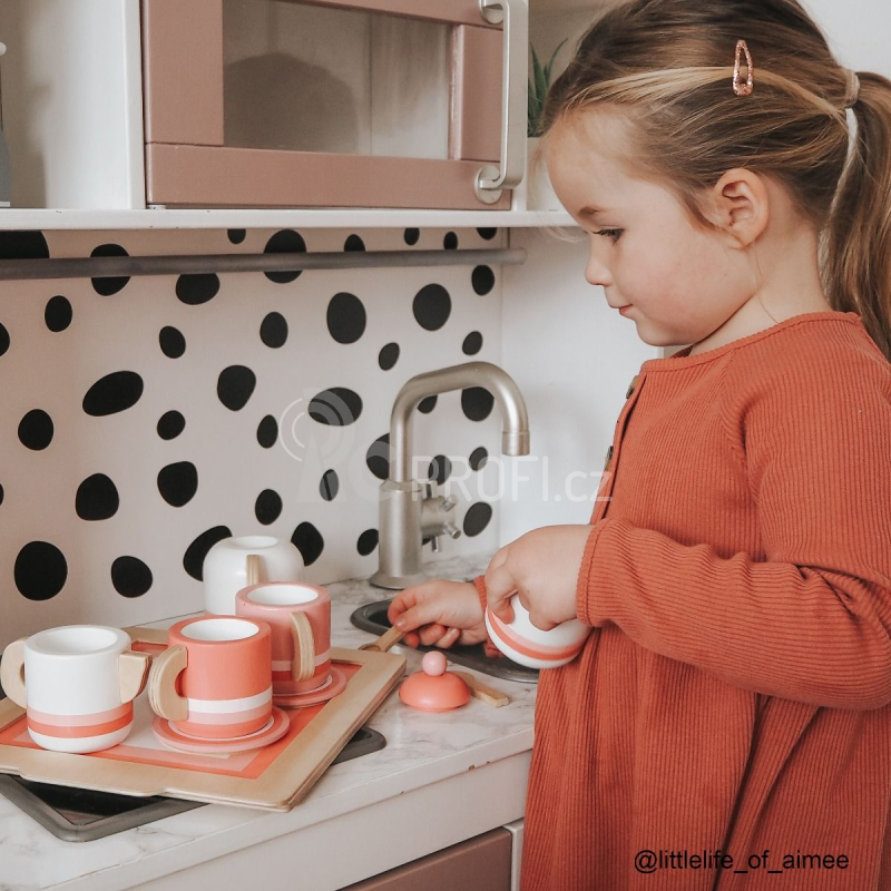 Bigjigs Toys Dřevěná čajová sada růžová