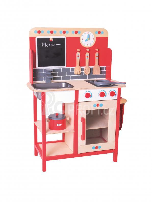 Bigjigs Toys Dřevěná dětská kuchyňka červená