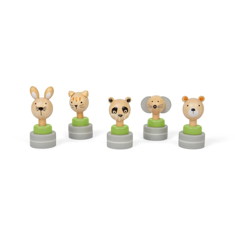 Bigjigs Toys Dřevěná inkoustová razítka Zvířátka 5 ks
