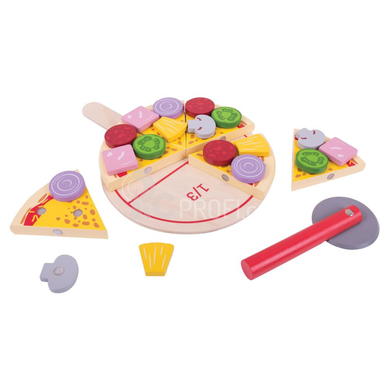 Bigjigs Toys Dřevěná krájecí pizza