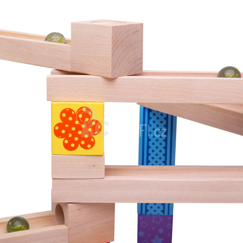 Bigjigs Toys Dřevěná kuličková dráha barevná - poškozený obal