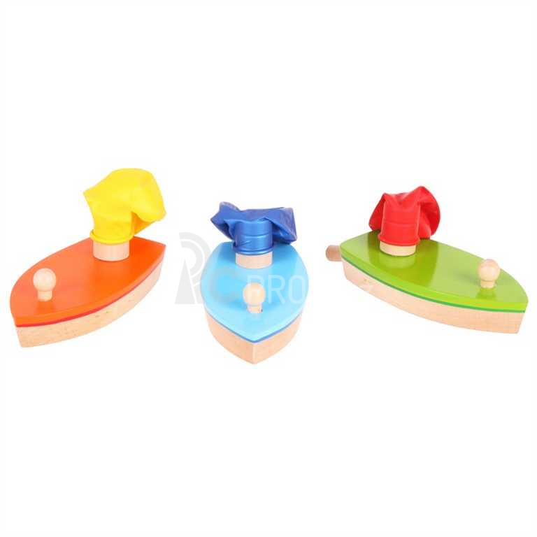 Bigjigs Toys Dřevěná loďka na balónkový pohon 1 ks