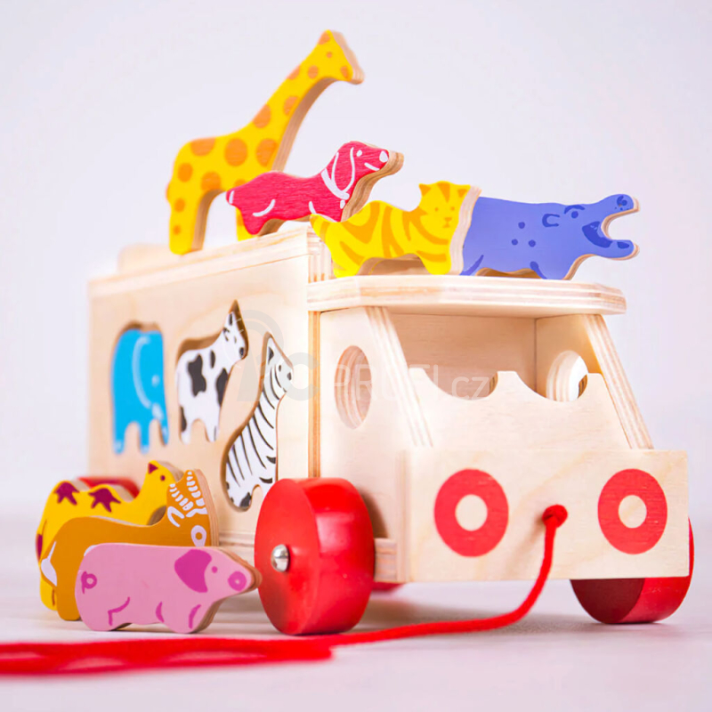 Bigjigs Toys Dřevěné auto se zvířátky - poškozený obal