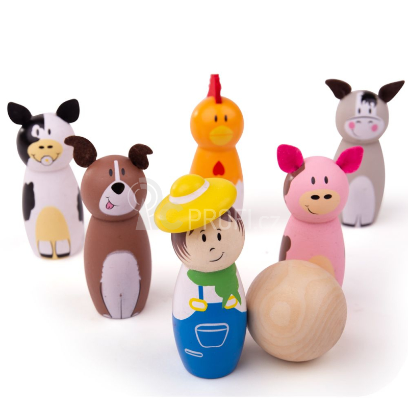 Bigjigs Toys Dřevěné kuželky farma Poškozený obal
