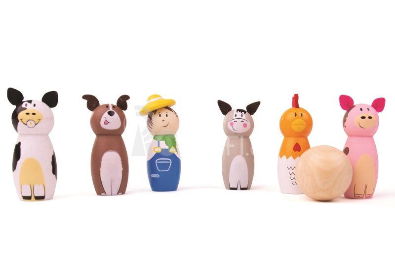 Bigjigs Toys Dřevěné kuželky farma Poškozený obal