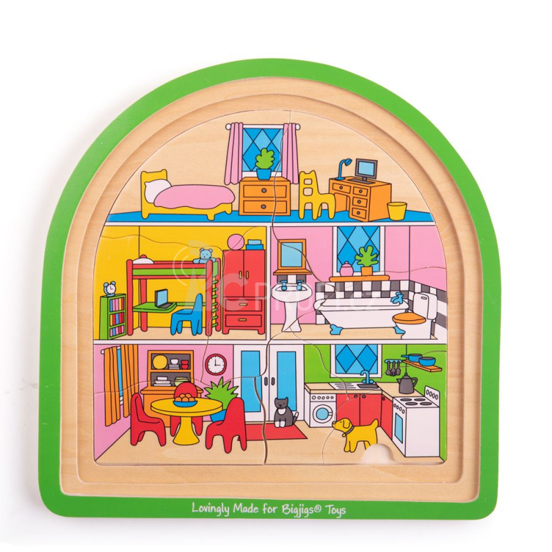 Bigjigs Toys Dřevěné vícevrstvé puzzle  Dům