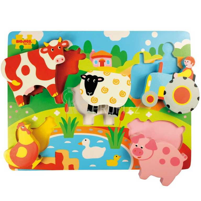 Bigjigs Toys Dřevěné vkládací puzzle Farma
