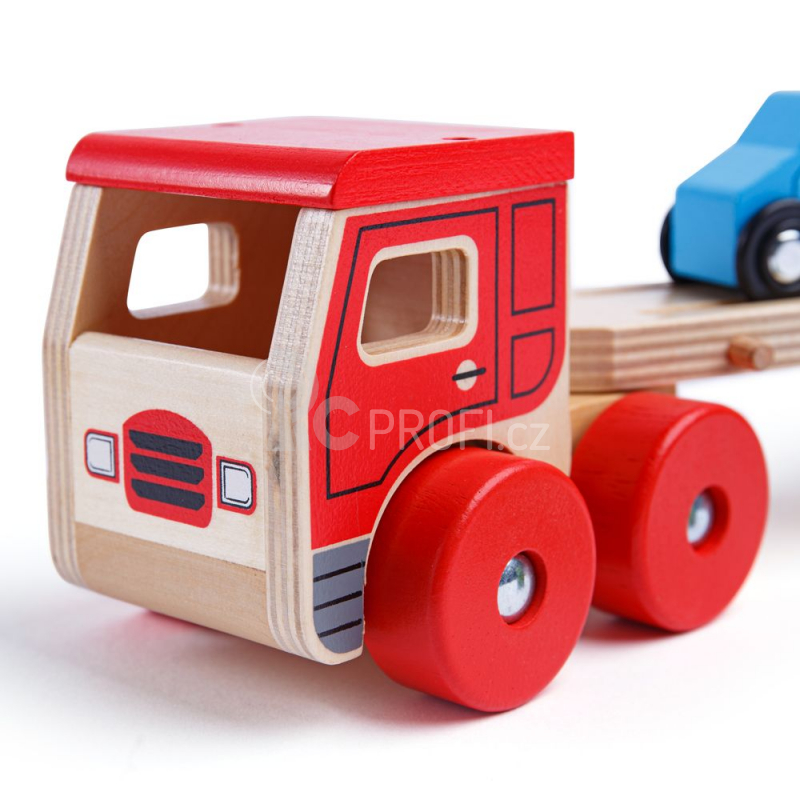 Bigjigs Toys Dřevěný kamion s auty