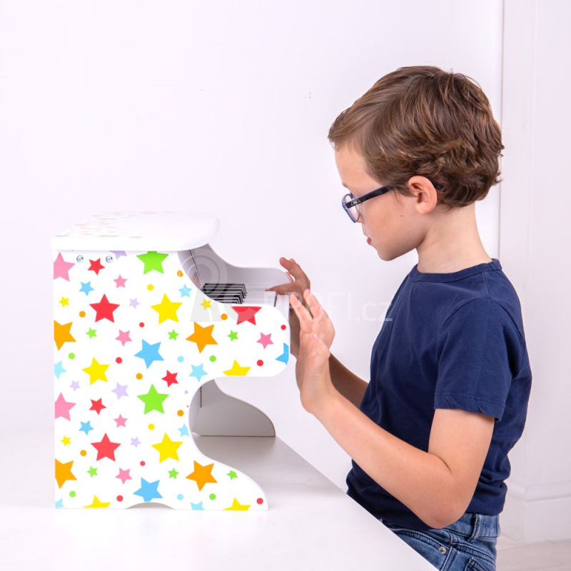 Bigjigs Toys Dřevěný klavír hvězdičky