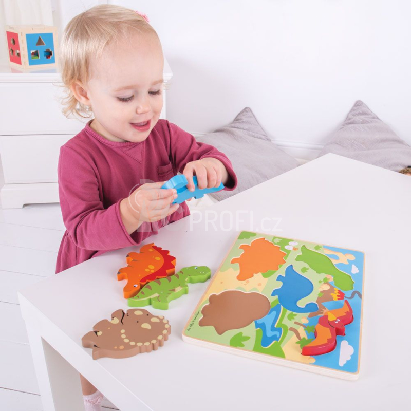 Bigjigs Toys Hrubé vkládací puzzle dinosauři
