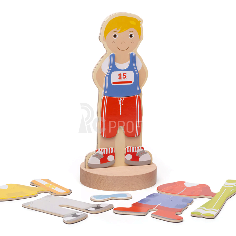 Bigjigs Toys Magnetické oblékací puzzle sportovní aktivity