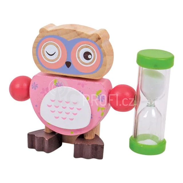 Bigjigs Toys přesýpací hodiny sovička 1ks růžová
