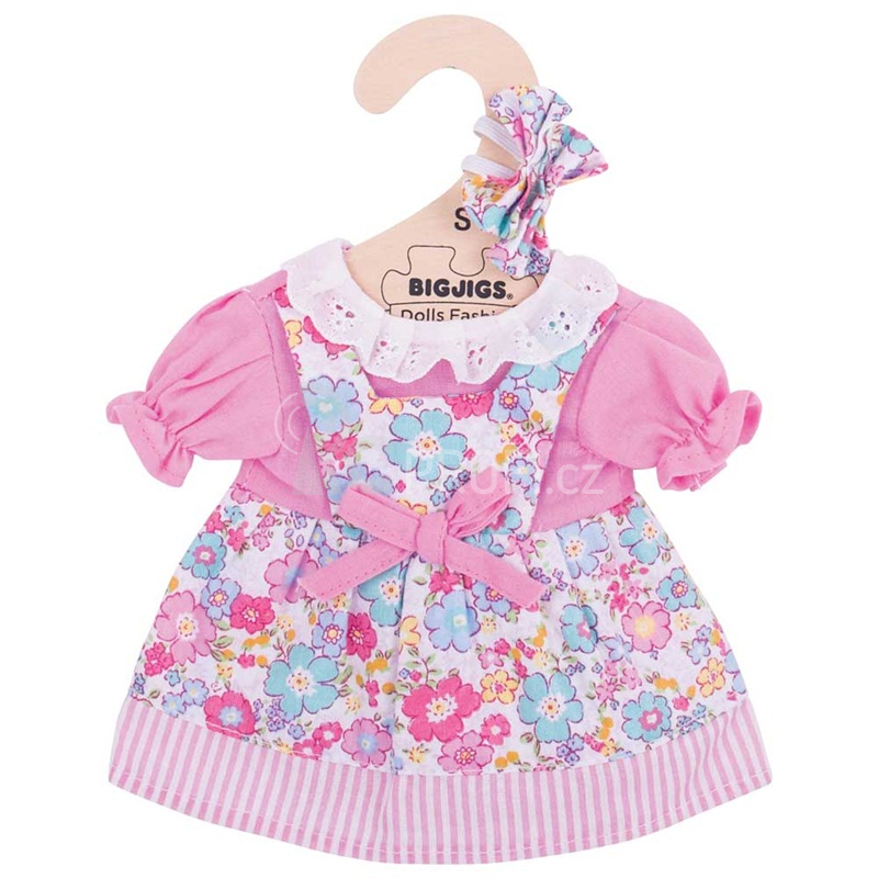 Bigjigs Toys Růžové květinové šaty pro panenku 28 cm