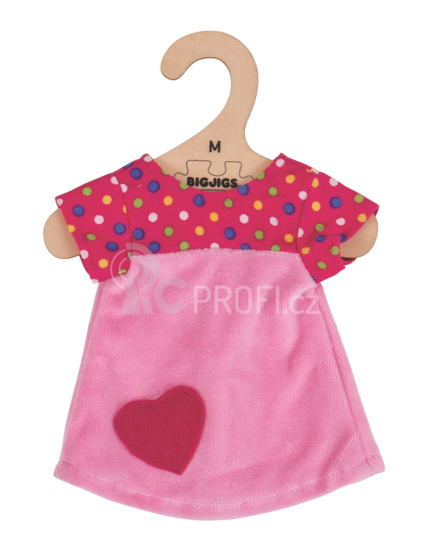 Bigjigs Toys Růžové tričko se srdíčkem pro panenku 34 cm