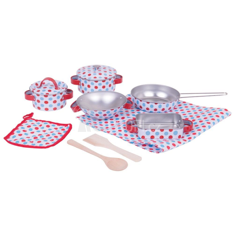 Bigjigs Toys Sada nádobí s  puntiky
