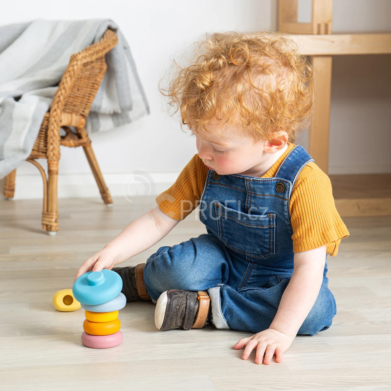 Bigjigs Toys Silikonová stohovací věž Kočka