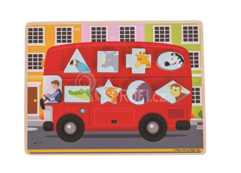 Bigjigs Toys Vkládací puzzle autobus se zvířátky