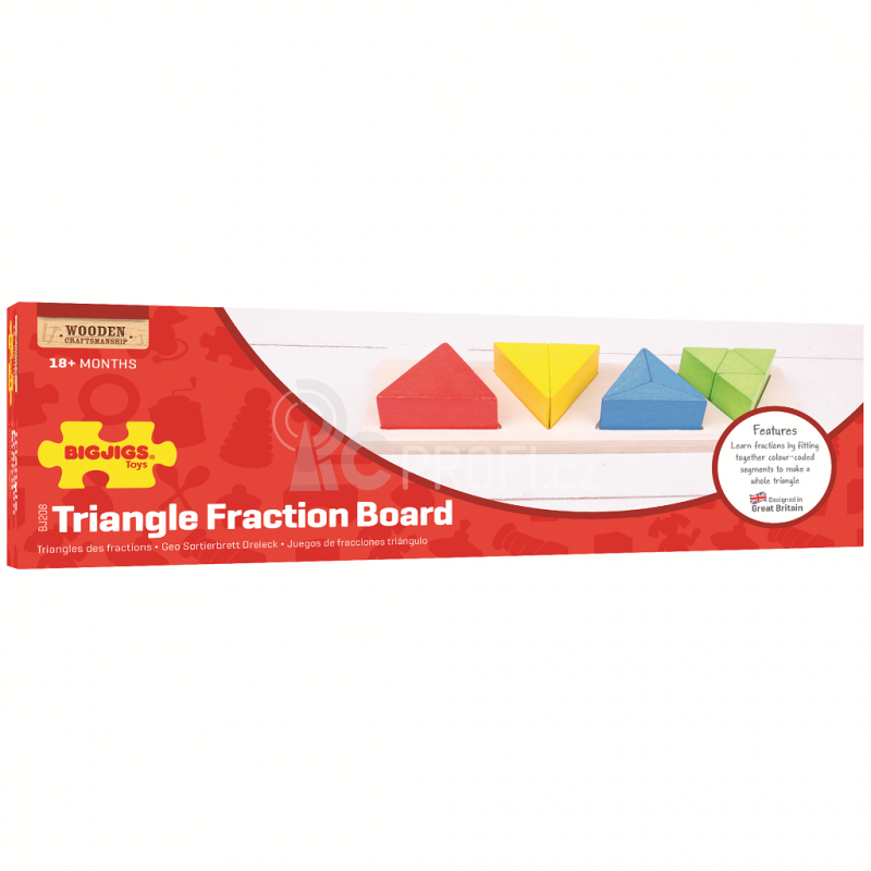 Bigjigs Toys Vkládací puzzle zlomky trojúhelníky