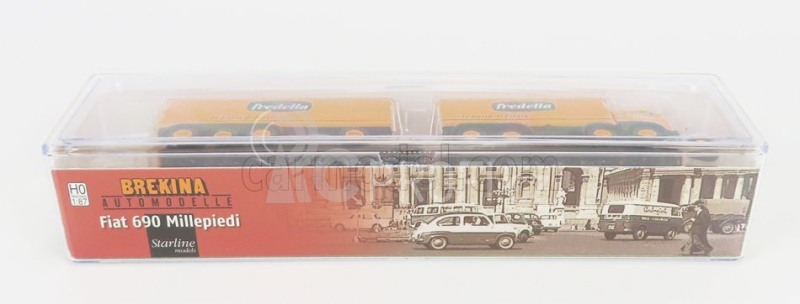 Brekina plast Fiat 690 Truck Millepiedi 4-assi Fredella La Pasta Di Foggia 1961 1:87 Žlutá Černá