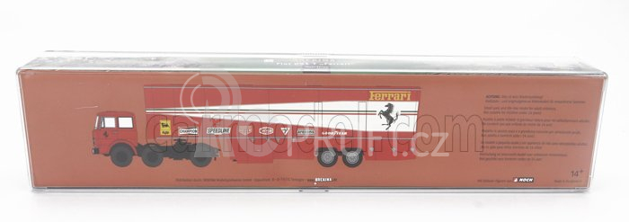 Brekina plast Fiat 691 T Truck Car Transporter Assistance Set 1:87, červená