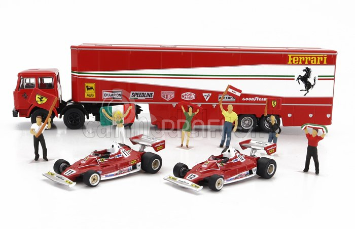 Brekina plast Fiat 691 T Truck Car Transporter Assistance Set 1:87, červená