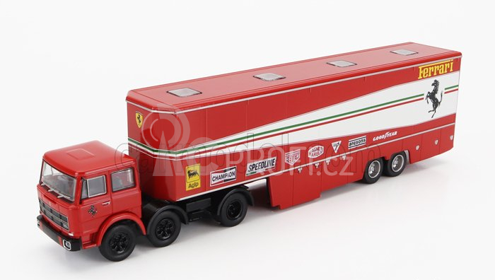 Brekina plast Fiat 691 T Truck Car Transporter Assistance Set 1:87, červená