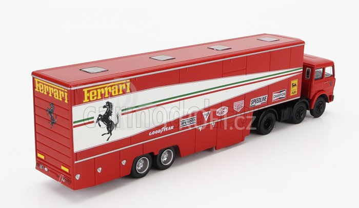 Brekina plast Fiat 691 T Truck Car Transporter Assistance Set 1:87, červená
