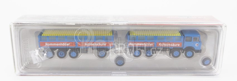 Brekina plast Fiat 691 Truck Millepiedi Rommenholler Kohlensaure 1970 1:87 Modrá Černá Žlutá