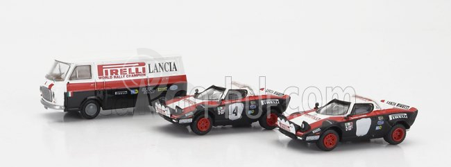 Brekina plast Lancia Set Fiat 238 Van Assistance + 2x Stratos Hf Pirelli (night Version) N 4 N 0 Rally 1978 1:87 Černá Červená Bílá