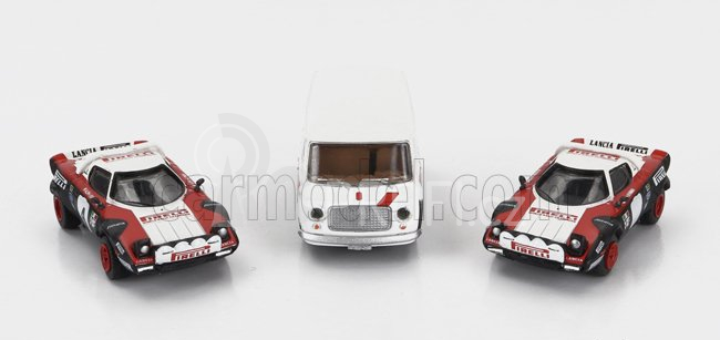Brekina plast Lancia Set Fiat 238 Van Assistance + 2x Stratos Hf Pirelli (night Version) N 4 N 0 Rally 1978 1:87 Černá Červená Bílá