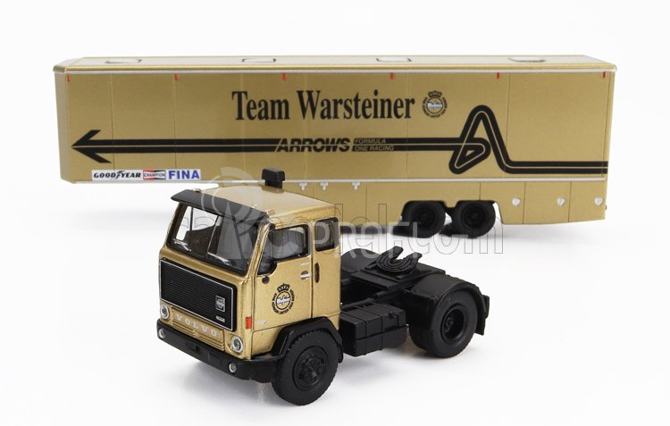 Brekina plast Volvo F89 Truck Car Transporter Team F1 Warsteiner Arrows 1977 1:87 Gold