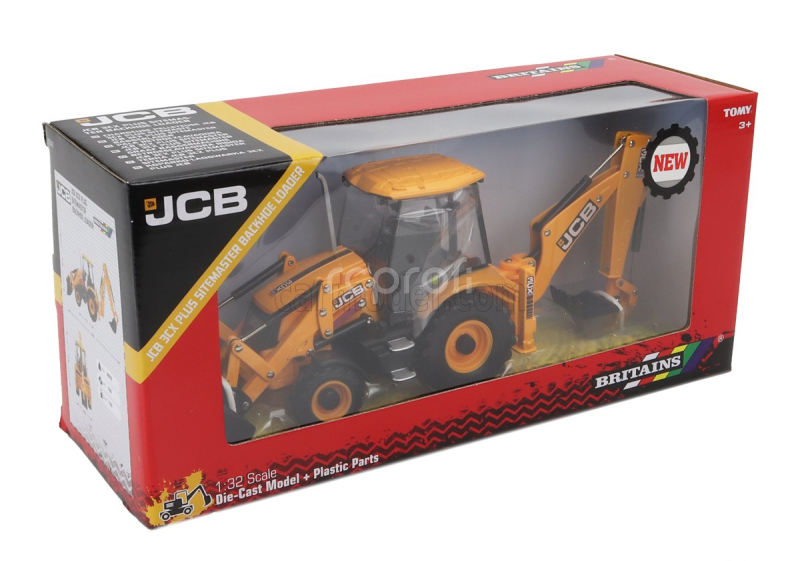 Britains JCB 3cx Plus Ruspa Gommata - Tractor Scraper 1:32 Žlutá Černá