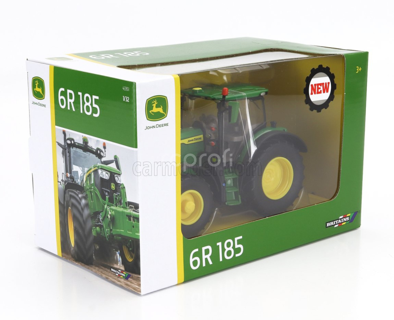 Britains John deere 6r 185 Tractor 2022 1:32 Zelená Žlutá