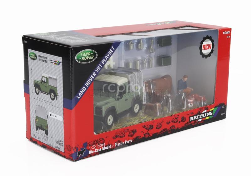 Britains Land rover Land Defender 90 Pick-up Closed With Animals And Figures 1984 1:32 Zelené Stříbro