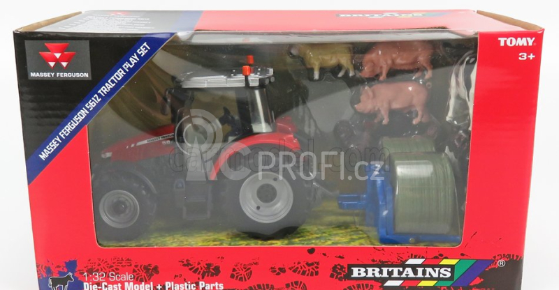 Britains Massey ferguson 5612 Tractor With Animals 2016 1:32 Červená Stříbrná