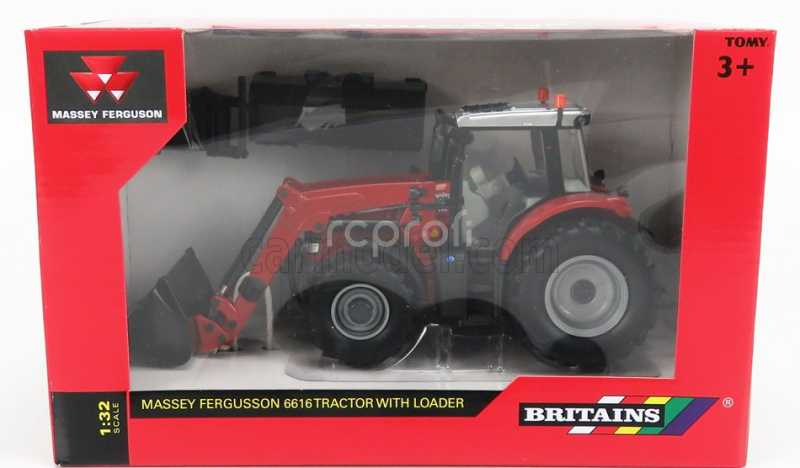 Britains Massey ferguson 6616 Tractor With Front Loader - Scraper 2016 1:32 Červená Stříbrná