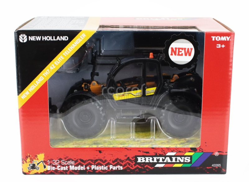 Britains New holland Th7.4z Panoramic Telescopic Ruspa Gommata Tractor - Scraper - Elevatore 1:32 Černá Žlutá