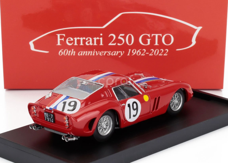 Brumm Ferrari 250 Gto 3.0l V12 Coupe Team Pierre Noblet N 19 2nd 24h Le Mans 1962 Jean Guichet - Pierre Noblet 1:43 Červená Bílá Modrá