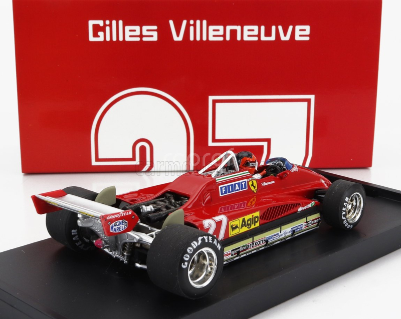 Brumm Ferrari F1  126c2 N 27 2nd San Marino Imola Gp 1982 Gilles Villeneuve - With Driver Figure 1:43 Red